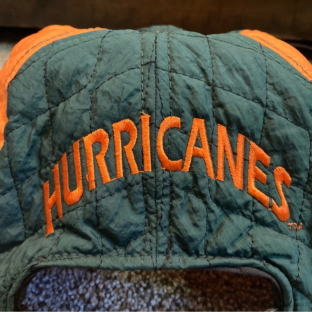 Vtg Miami Hurricanes Quilted Snapback Hat Cap Sebastian - Picture 4 of 8